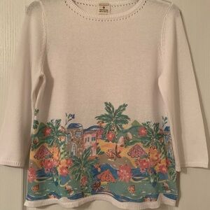Appleseed’s Small Key West Tropical Linen Blend Sweater Top